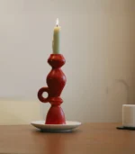 Taper Candle Holders Red Velvet Handmade Holiday Tablescapes - Image 4