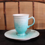 Tea Cups and Saucers - Handmade Turquoise High-Footed Gift