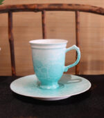 Tea Cups and Saucers - Handmade Turquoise High-Footed Gift