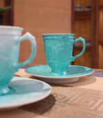Tea Cups and Saucers - Handmade Turquoise High-Footed Gift - Image 2