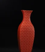 Ceramic Vase Red Carved Flora Artisanal Home Accents - Image 5