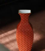 Ceramic Vase Red Carved Flora Artisanal Home Accents - Image 4