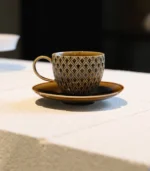 Cups and Saucers Vintage Amber Ceramic Weekend Slow Living - Image 3