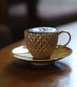 Cups and Saucers Vintage Amber Ceramic Weekend Slow Living - Image 5