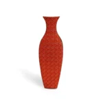 Ceramic Vase Red Carved Flora Artisanal Home Accents