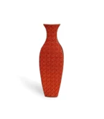 Ceramic Vase Red Carved Flora Artisanal Home Accents