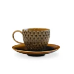 Cups and Saucers Vintage Amber Ceramic Weekend Slow Living