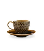 Cups and Saucers Vintage Amber Ceramic Weekend Slow Living